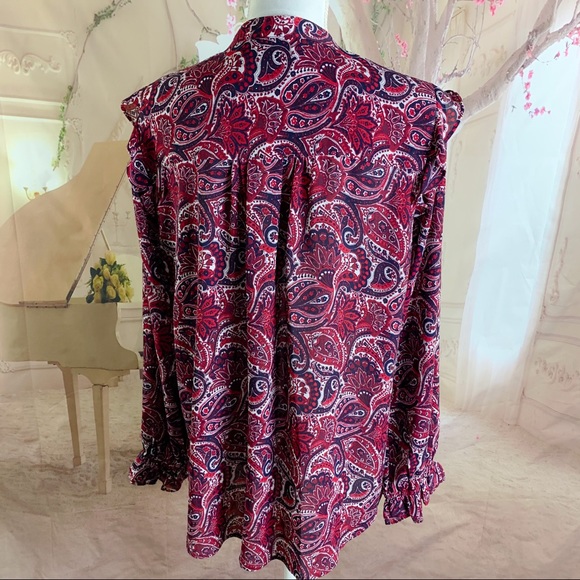 Michael Kors Abstract Ruffle Shoulder Cuff Top - Picture 6 of 8